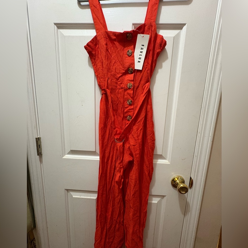 FAVLUX Strapless Jumpsuit with Button Accents